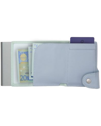 Картодържател C-Secure - портфейл и монетник, синьо и сиво - 3